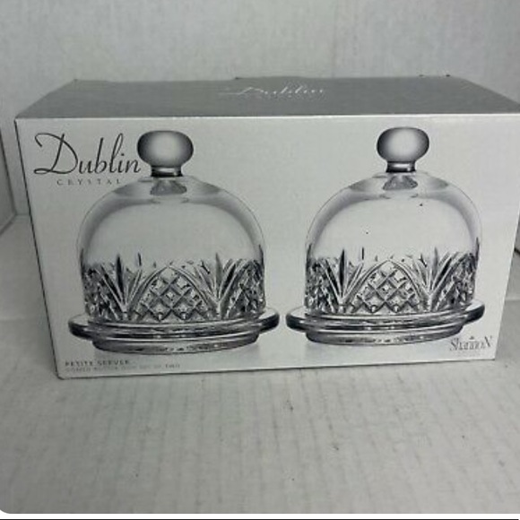 ๐NWOT Godinger Shanon Dublin Crystal Mini Domed Butter Server Dish Set Of 2 - Picture 6 of 7